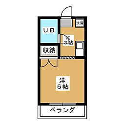 アネックス国立 1Kの間取図画像