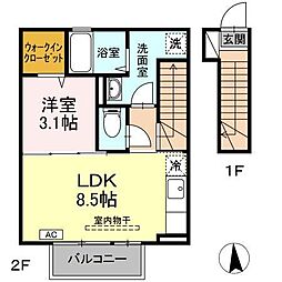 ローゼンハイム 1LDKの間取図画像
