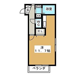 メゾンド・フォンティーヌ ワンルームの間取図画像