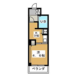 ヘリオス378立川 1Kの間取図画像
