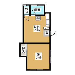プチメゾン・ヒノ 1DKの間取図画像
