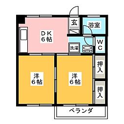 サンハイツ 2DKの間取図画像
