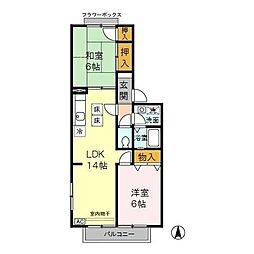 サンパレス青梅 2LDKの間取図画像