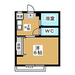 ファーストアベニュー 1Kの間取図画像