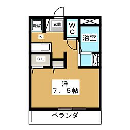 サンハイム 1Kの間取図画像