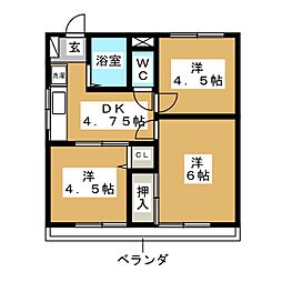 ルシエーナ立川 3Kの間取図画像