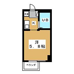 フレクション小作B ワンルームの間取図画像
