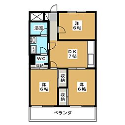 第3グリーンマンション 3DKの間取図画像