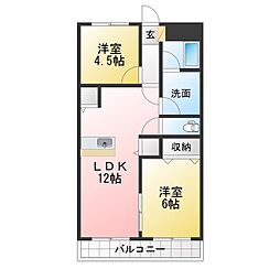ファミールみかど 2LDKの間取図画像