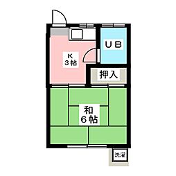 第一落合荘 1Kの間取図画像