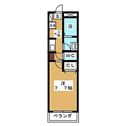 ネクストワン 1Kの間取図画像