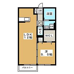 ボナール 1階1LDKの間取り