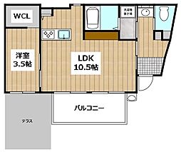 河村様貸家 1階1LDKの間取り