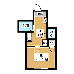 グリーンリーフ国立 1Kの間取図画像
