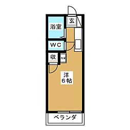 リチェルカーレ ワンルームの間取図画像