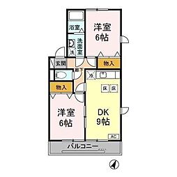 パルシャルマンB 2DKの間取図画像