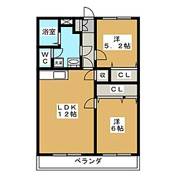 エステート・神明台 2LDKの間取図画像