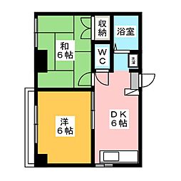 朋會マンション 2DKの間取図画像