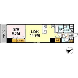 セントラル立川 1LDKの間取図画像