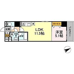 セントラル立川 1LDKの間取図画像