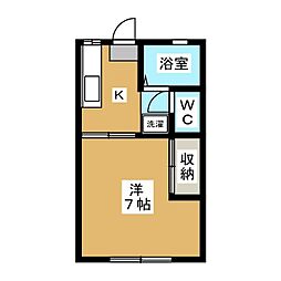 サンライズ土方A 1Kの間取図画像