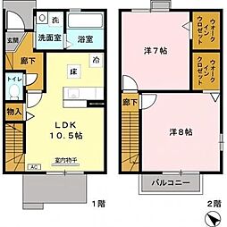 セカンドビラ 2LDKの間取図画像