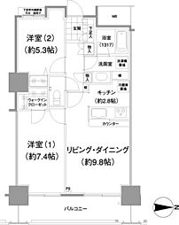 イストワール 2LDKの間取図画像