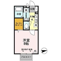 ソレイユ東野 1Kの間取図画像