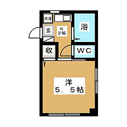 プチ・ヴォア・クサギ 1Kの間取図画像