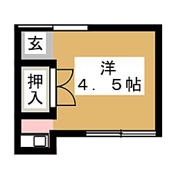 亀松荘 ワンルームの間取図画像