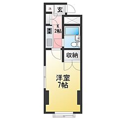 サニーハイツ 1Kの間取図画像