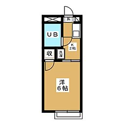 リュ・プラタン 1Kの間取図画像