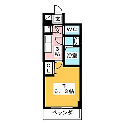 ベル・ソプラトレ 1Kの間取図画像