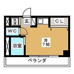 ユーティ・キアス ワンルームの間取図画像