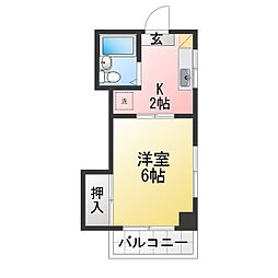 コーポ松福 1Kの間取図画像
