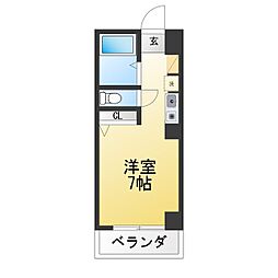 ユーティ・キアス 1Kの間取図画像