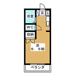 メイプルコート ワンルームの間取図画像