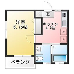 Park Nakahara 1Kの間取図画像
