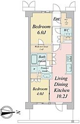 武蔵野市境2丁目マンション 2LDKの間取図画像
