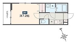 MELDIA是政 2階1Kの間取り