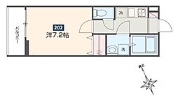 MELDIA是政 2階1Kの間取り