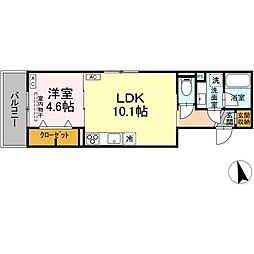府中市府中町2丁目アパート 1LDKの間取図画像