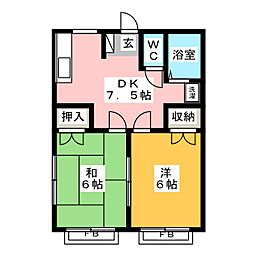 リベルティ2 2DKの間取図画像