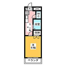 エクセレント調布 1Kの間取図画像