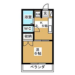 サニーコープ 1Kの間取図画像