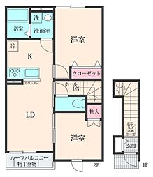 稲城市坂浜アパート 2LDKの間取図画像