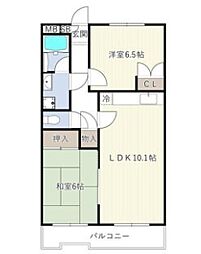 ローズマンション白糸台第3 2LDKの間取図画像