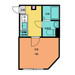 アザーレ・ソラ中河原 2階1Kの間取り