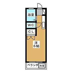 コート黒部 1階ワンルームの間取り