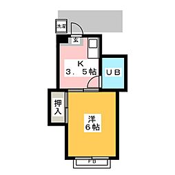 パレスコーポ 1Kの間取図画像
